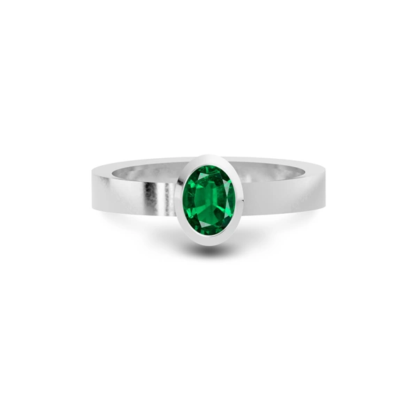 Emerald (Zambia) Platinum Ring R23