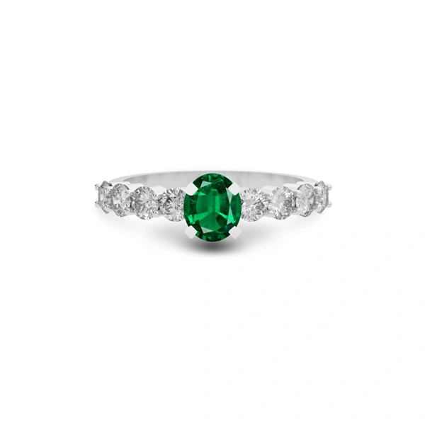 Emerald (Zambia) Platinum Ring R29