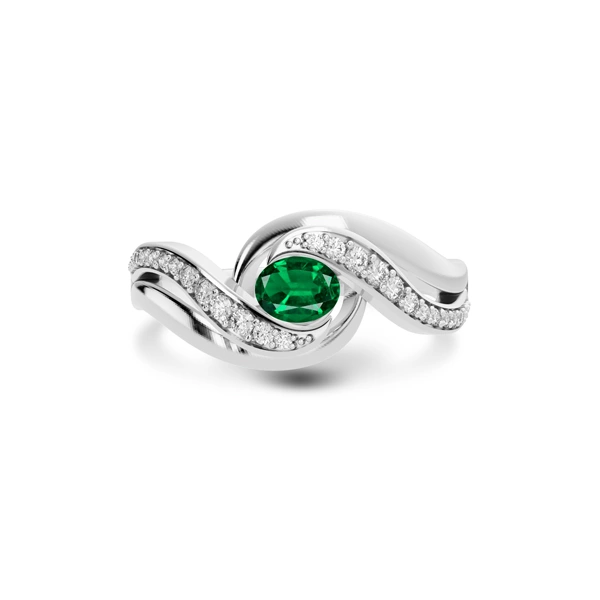 Emerald (Zambia) Platinum Ring R32