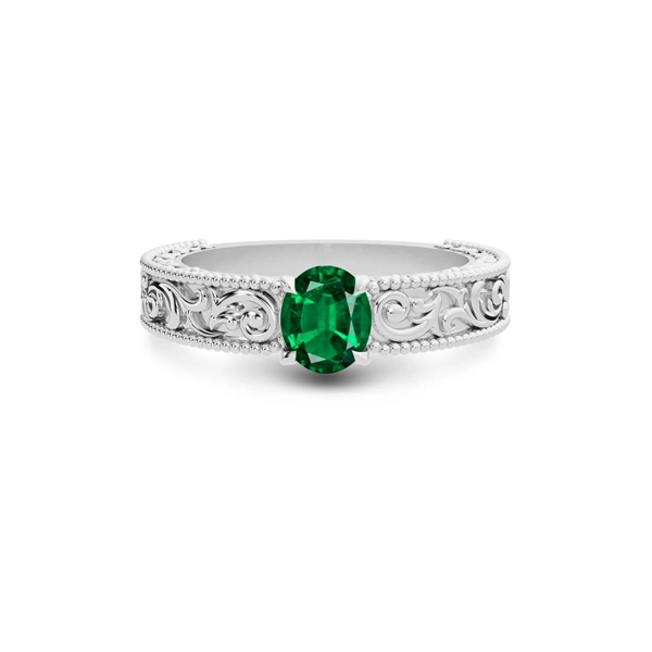 Emerald (Zambia) Platinum Ring R33