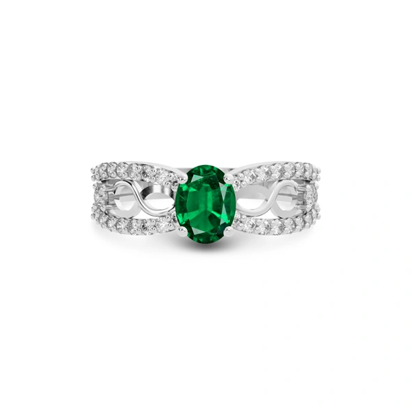 Emerald (Zambia) Platinum Ring R34
