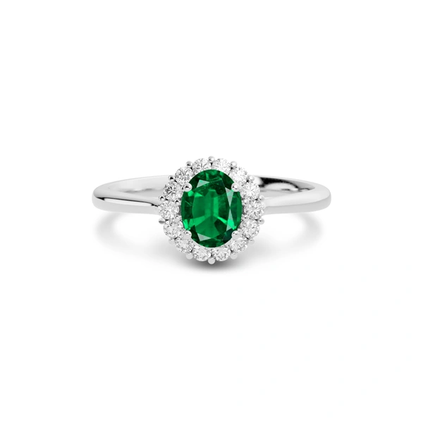 Emerald (Zambia) Platinum Ring R35