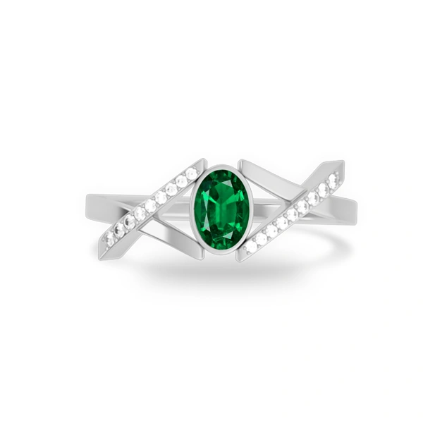 Emerald (Zambia) Platinum Ring R36