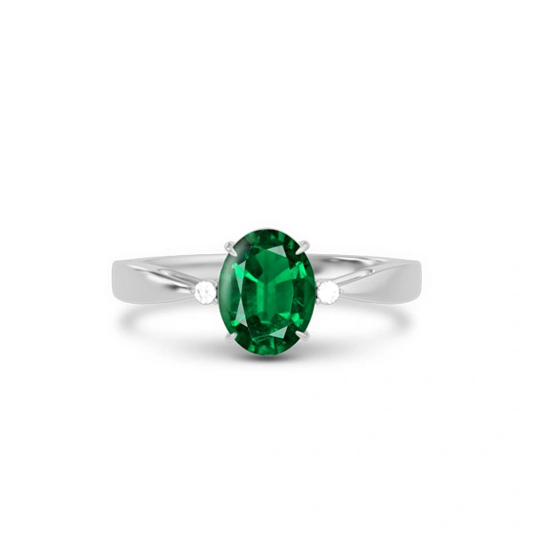 Emerald (Zambia) Platinum Ring R42