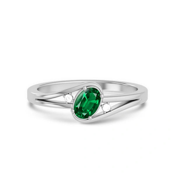 Emerald (Zambia) Platinum Ring R44