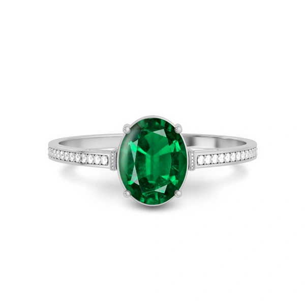 Emerald (Zambia) Platinum Ring R50