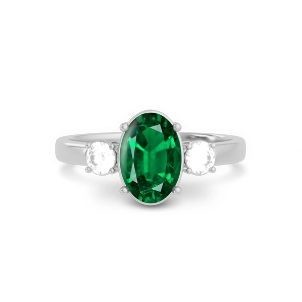 Emerald (Zambia) Platinum Ring R51