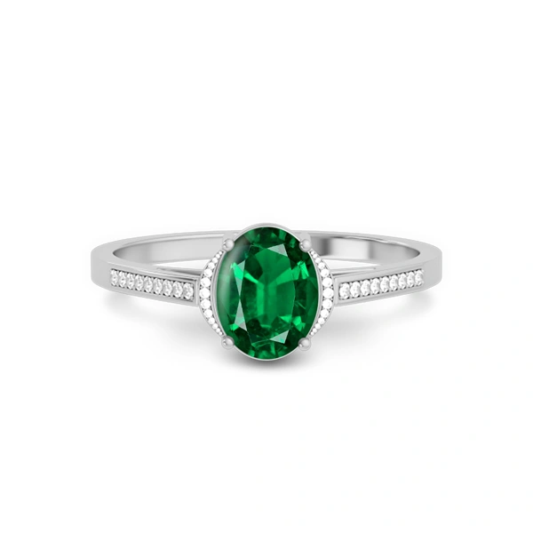 Emerald (Zambia) Platinum Ring R53
