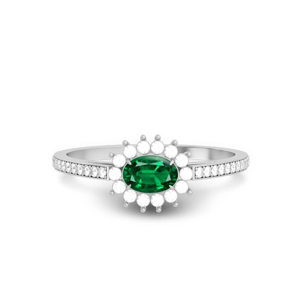 Emerald (Zambia) Platinum Ring R55
