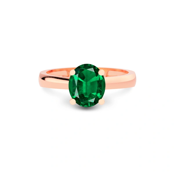 Emerald (Zambia) Rose Gold Ring  R7
