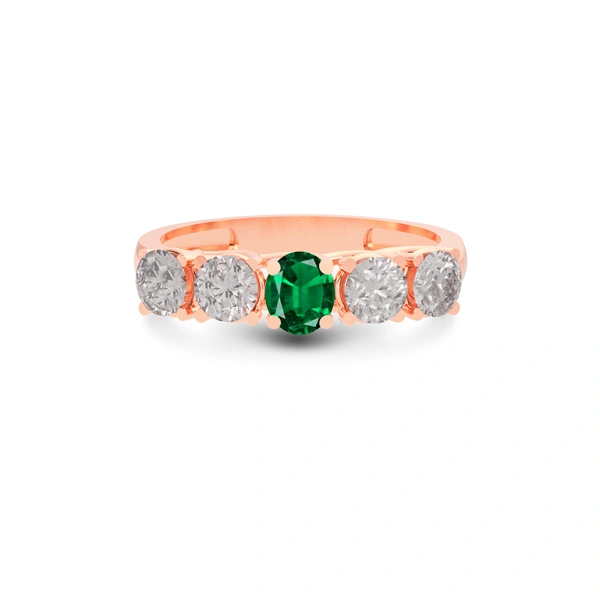 Emerald (Zambia) Rose Gold Ring  R10