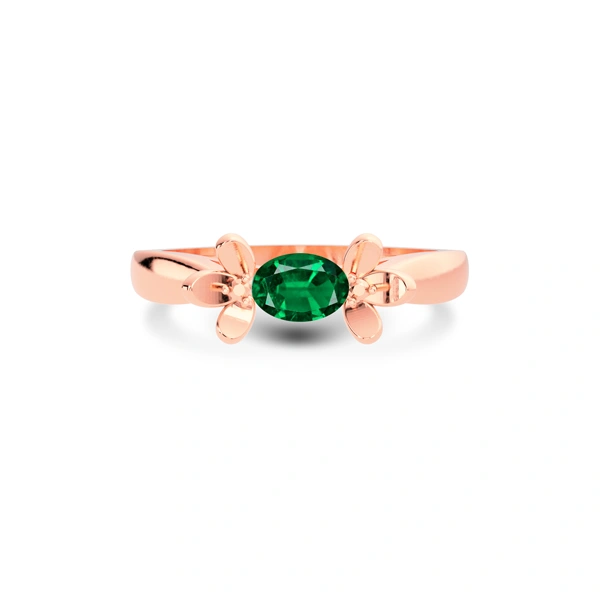Emerald (Zambia) Rose Gold Ring  R12