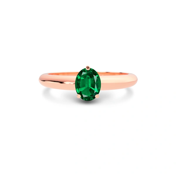Emerald (Zambia) Rose Gold Ring  R13