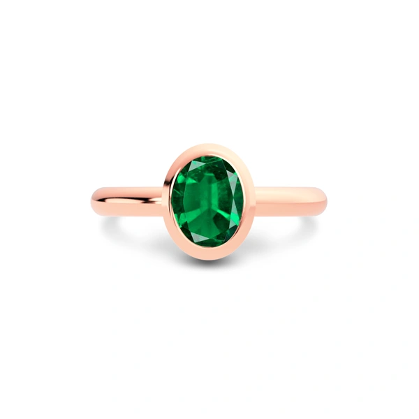 Emerald (Zambia) Rose Gold Ring  R14