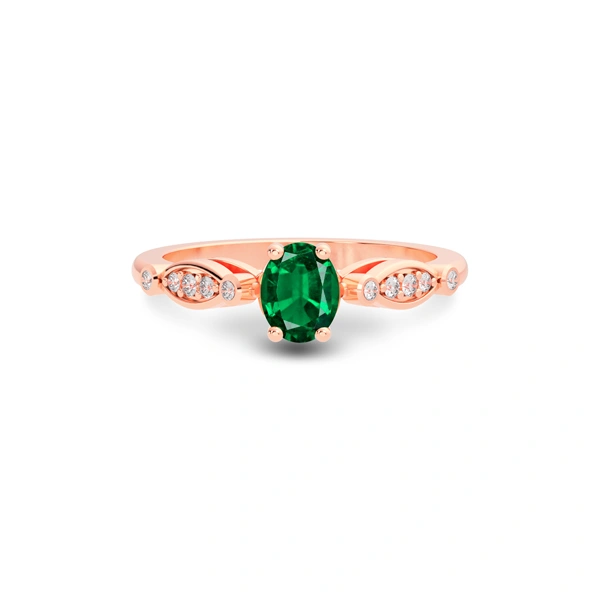 Emerald (Zambia) Rose Gold Ring  R15
