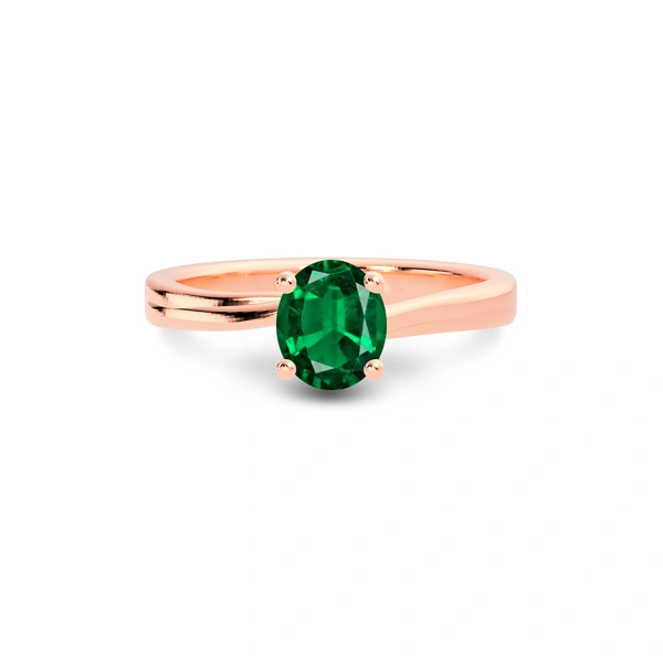 Emerald (Zambia) Rose Gold Ring  R16