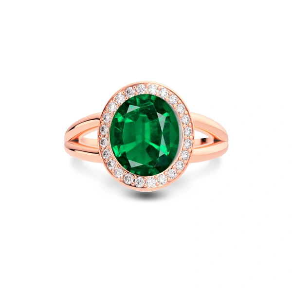 Emerald (Zambia) Rose Gold Ring  R21