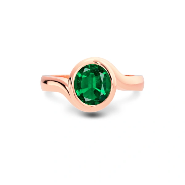 Emerald (Zambia) Rose Gold Ring  R22