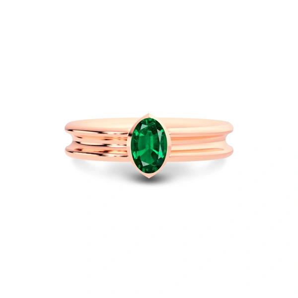 Emerald (Zambia) Rose Gold Ring  R24