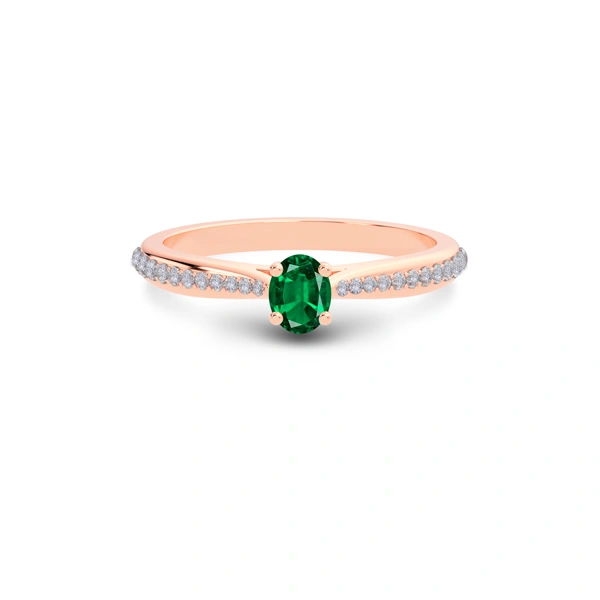Emerald (Zambia) Rose Gold Ring  R25