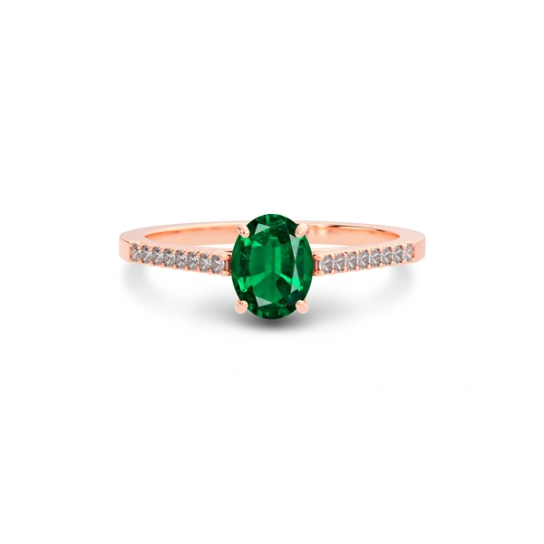 Emerald (Zambia) Rose Gold Ring  R28