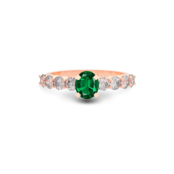 Emerald (Zambia) Rose Gold Ring  R29