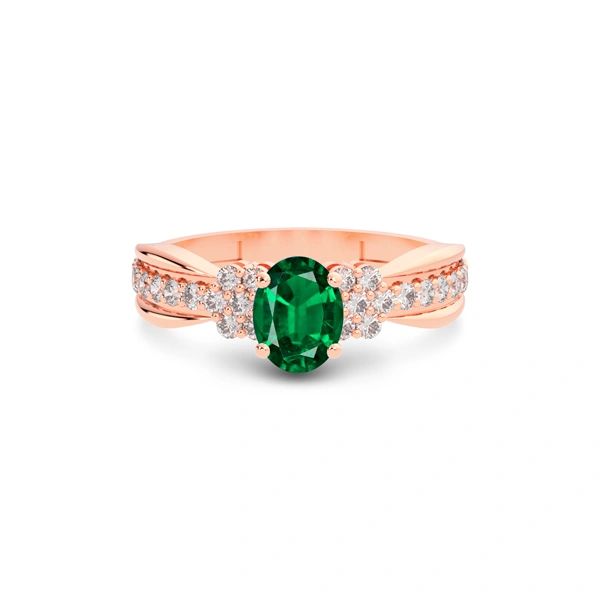 Emerald (Zambia) Rose Gold Ring  R31