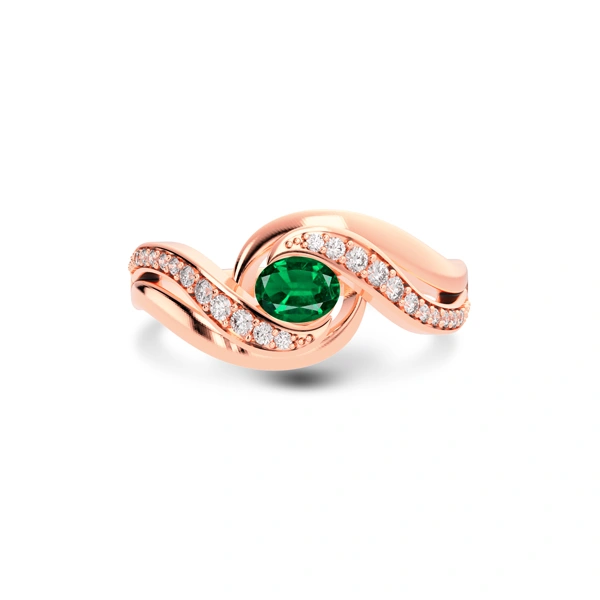Emerald (Zambia) Rose Gold Ring  R32