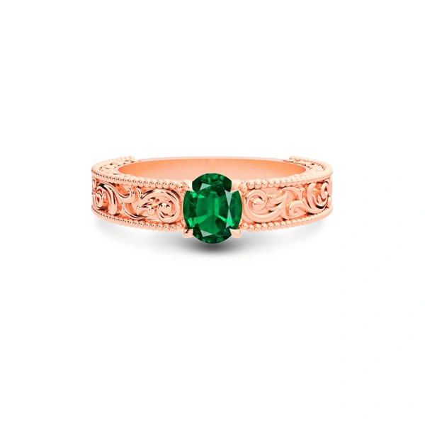 Emerald (Zambia) Rose Gold Ring  R33