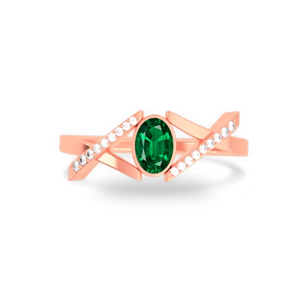 Emerald (Zambia) Rose Gold Ring  R36