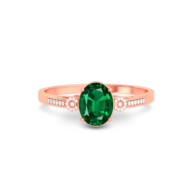 Emerald (Zambia) Rose Gold Ring  R37