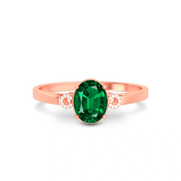 Emerald (Zambia) Rose Gold Ring  R38