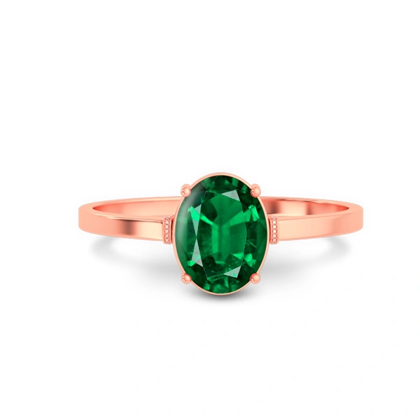 Emerald (Zambia) Rose Gold Ring  R41