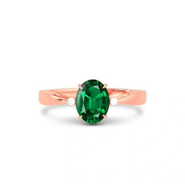 Emerald (Zambia) Rose Gold Ring  R42