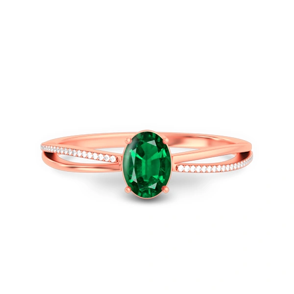 Emerald (Zambia) Rose Gold Ring  R47
