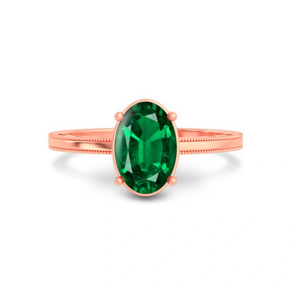 Emerald (Zambia) Rose Gold Ring  R48