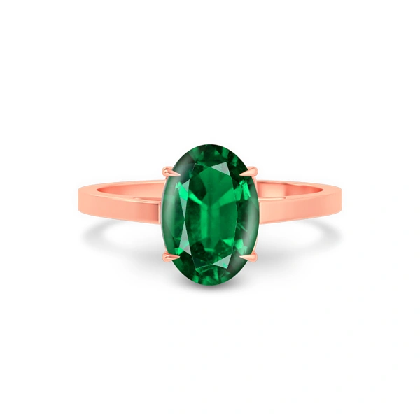 Emerald (Zambia) Rose Gold Ring  R49