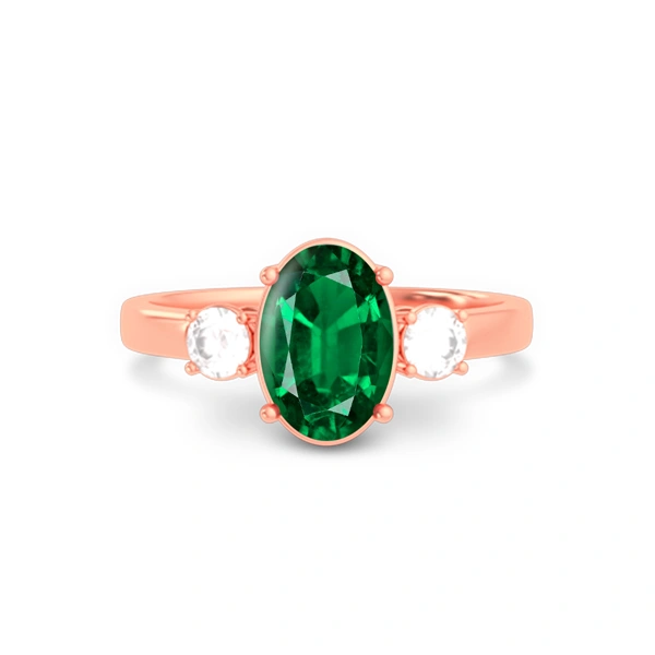 Emerald (Zambia) Rose Gold Ring  R51