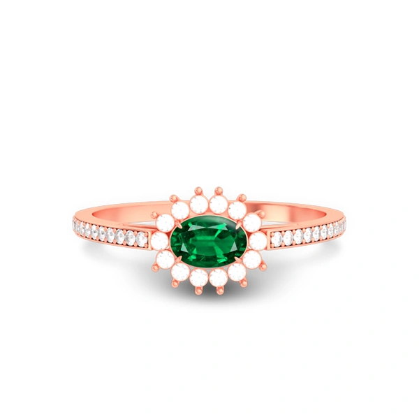 Emerald (Zambia) Rose Gold Ring  R55
