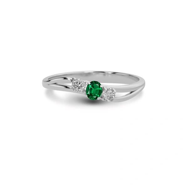 Emerald  Gemstone R1 Sterling Silver Ring
