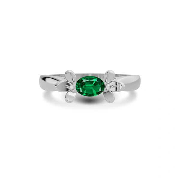 Emerald (Zambia) Sterling Silver Ring R12