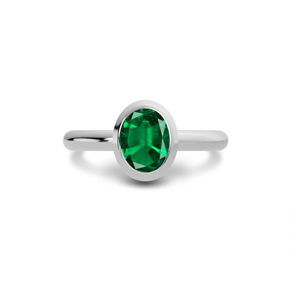 Emerald (Zambia) Sterling Silver Ring R14