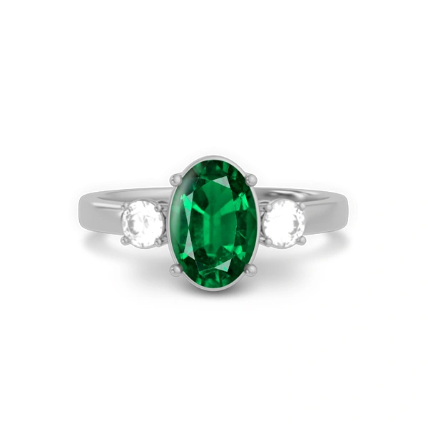 Emerald (Zambia) Sterling Silver Ring R51