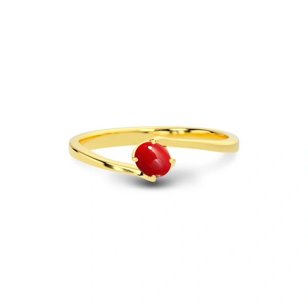 Red Coral Gold Ring R8