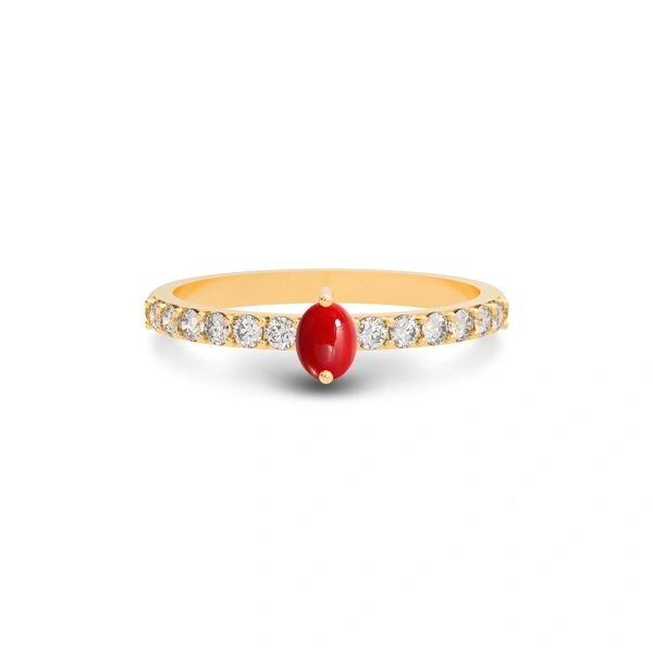Red Coral Panchdhatu Ring R20