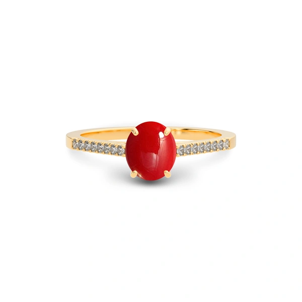 Red Coral Panchdhatu Ring R28