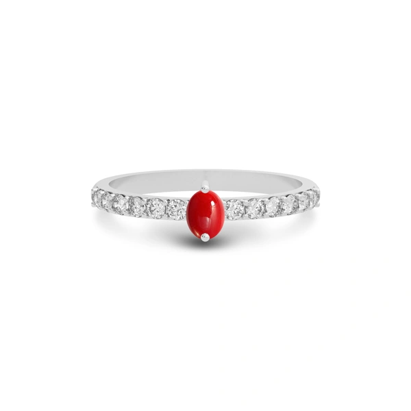 Red Coral Platinum Ring R20