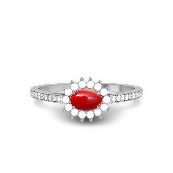 Red Coral Platinum Ring R55