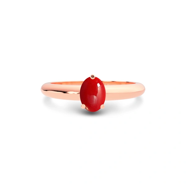 Red Coral Rose Gold Ring R13