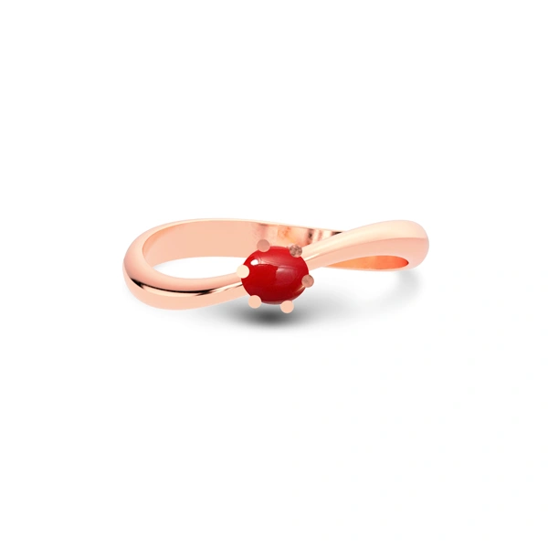 Red Coral Rose Gold Ring R17